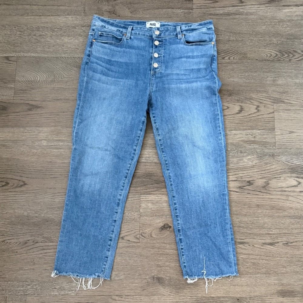 PAIGE Hoxton Slim Jeans Women's 32 Dorado Transcend Vintage High Rise Raw Hem